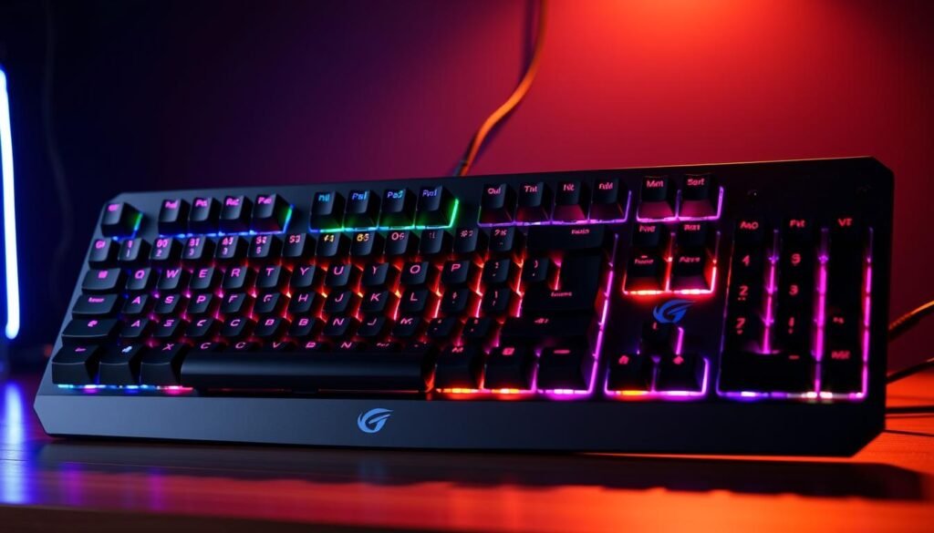 teclado gamer con retroiluminación